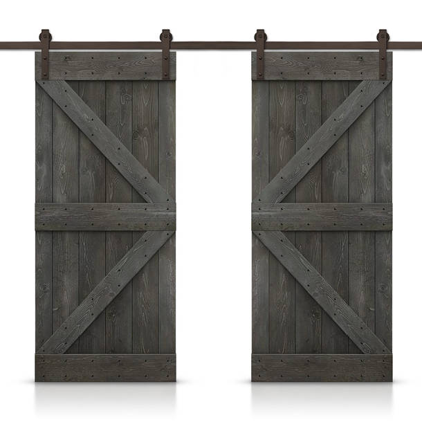 ARK DESIGN Manufactured Wood Prefinished Double Sliding Barn Door with